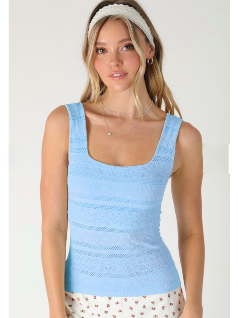 Nikibiki French Roast Textured Square Tank Top